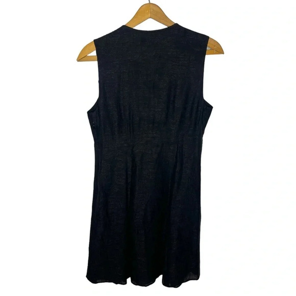 TIBI New York 100% Linen Floral Damask Ruffle Snap Button Sleeveless Dress - Picture 6 of 12